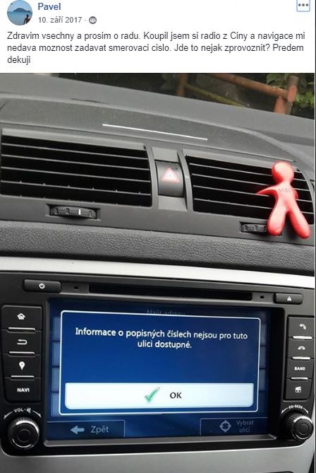 špatná podpora autorádií z číny